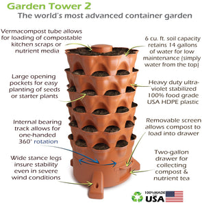 Garden Tower 2™,  50-Plant Composting Vertical Garden Planter